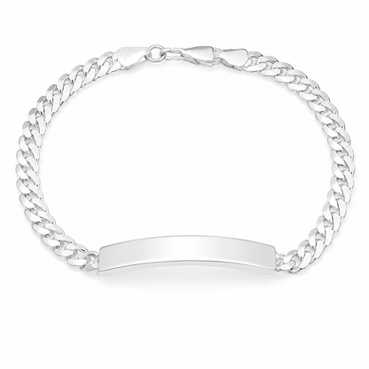 Sterling Silver Cuban Curb Chain ID Bracelet 5mm