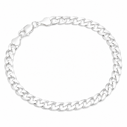 Sterling Silver Curb Chain Bracelet for Men 5.9mm