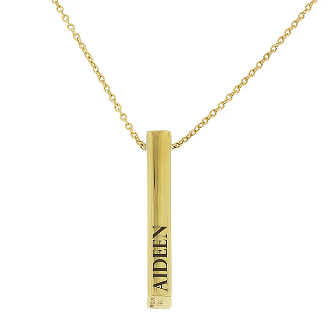 Sterling Silver Gold Plated Personalised 3D Bar Name Necklace Ireland