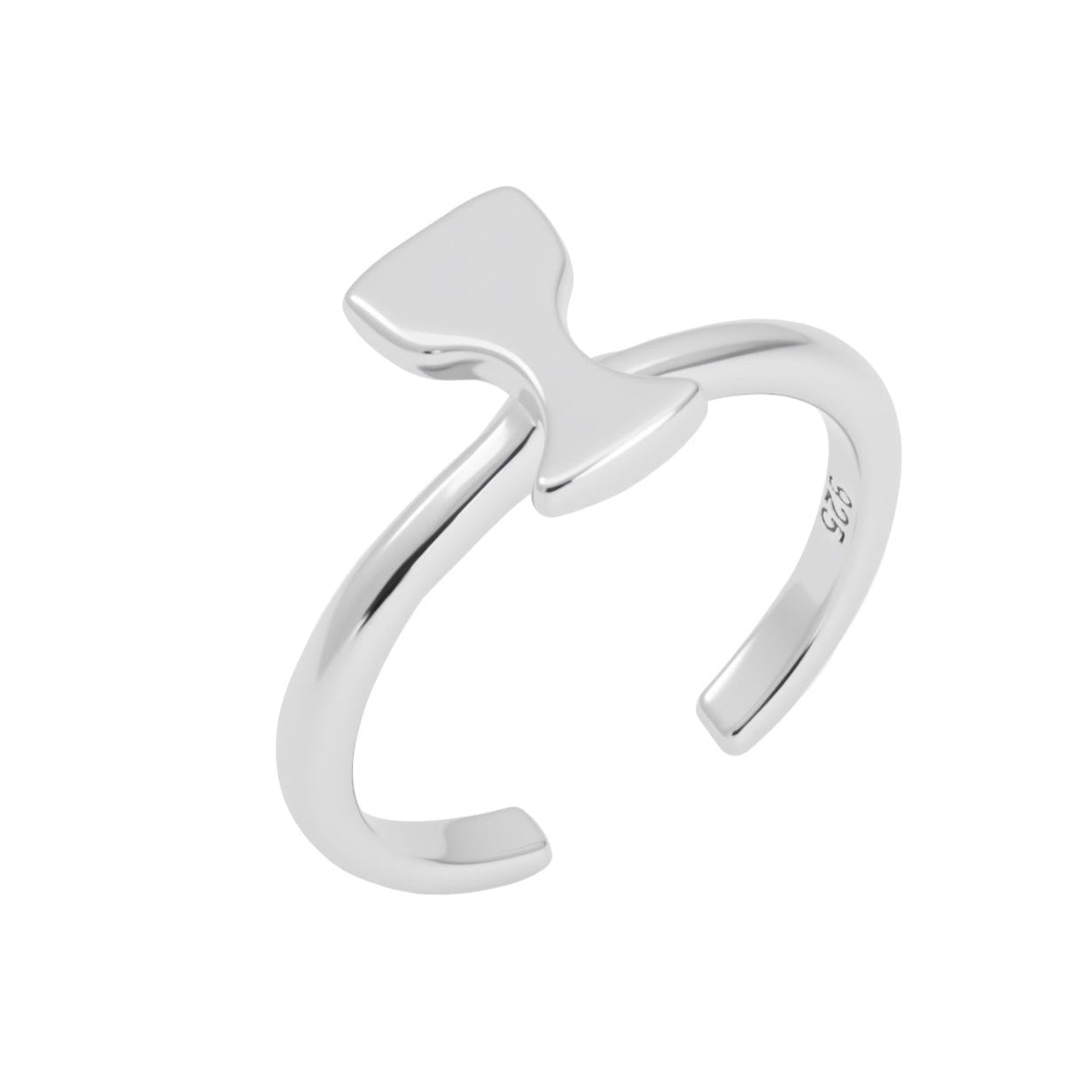Silver communion ring on a white background