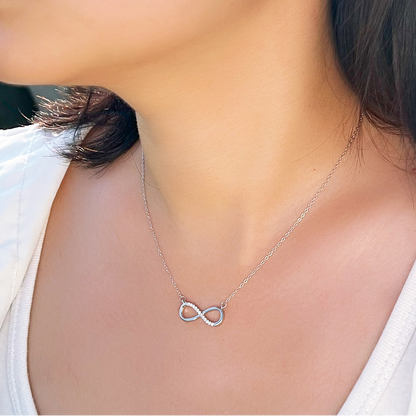 Sterling Silver CZ Infinity Necklace