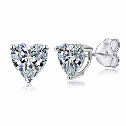 Sterling Silver Love Heart Cubic Zirconia Stud Earrings 6mm