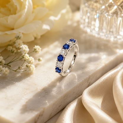 Sterling Silver Sapphire & CZ Eternity Ring for women in ireland