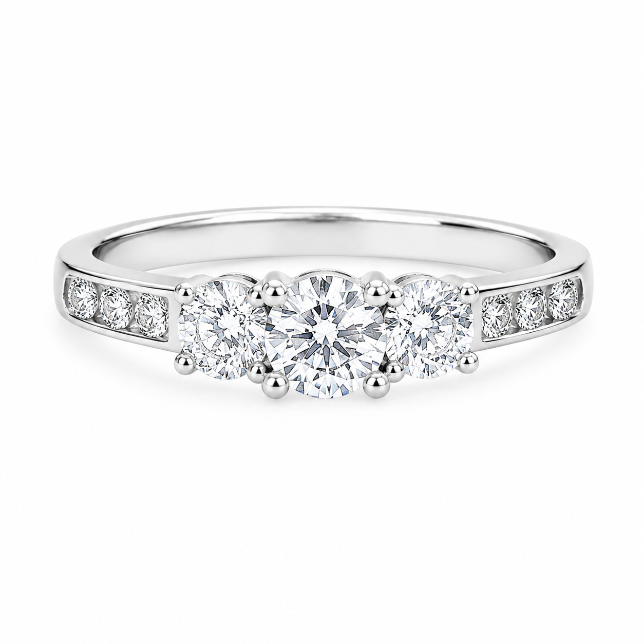 Sterling Silver Three-Stone Cubic Zirconia Ring for women in ireland