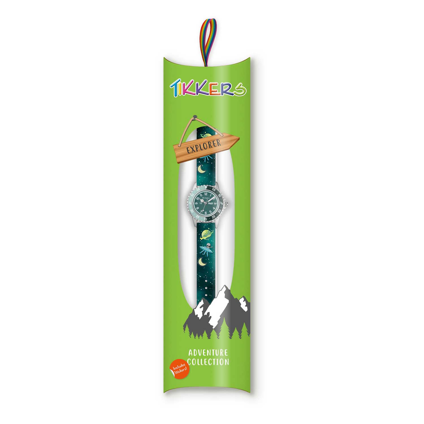 Tikkers Space Green Silicone Strap Time Teaching Watch