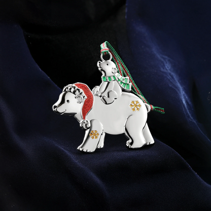 Engravable Polar Bear with Cub Christmas Tree Decoration by Newbridge