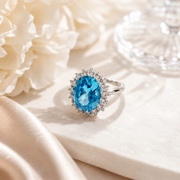 Sterling Silver Aquamarine Cluster Ring