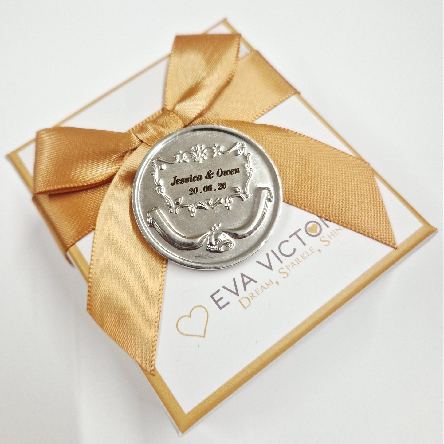 Silver Plated 36mm Personalised Wedding Coin