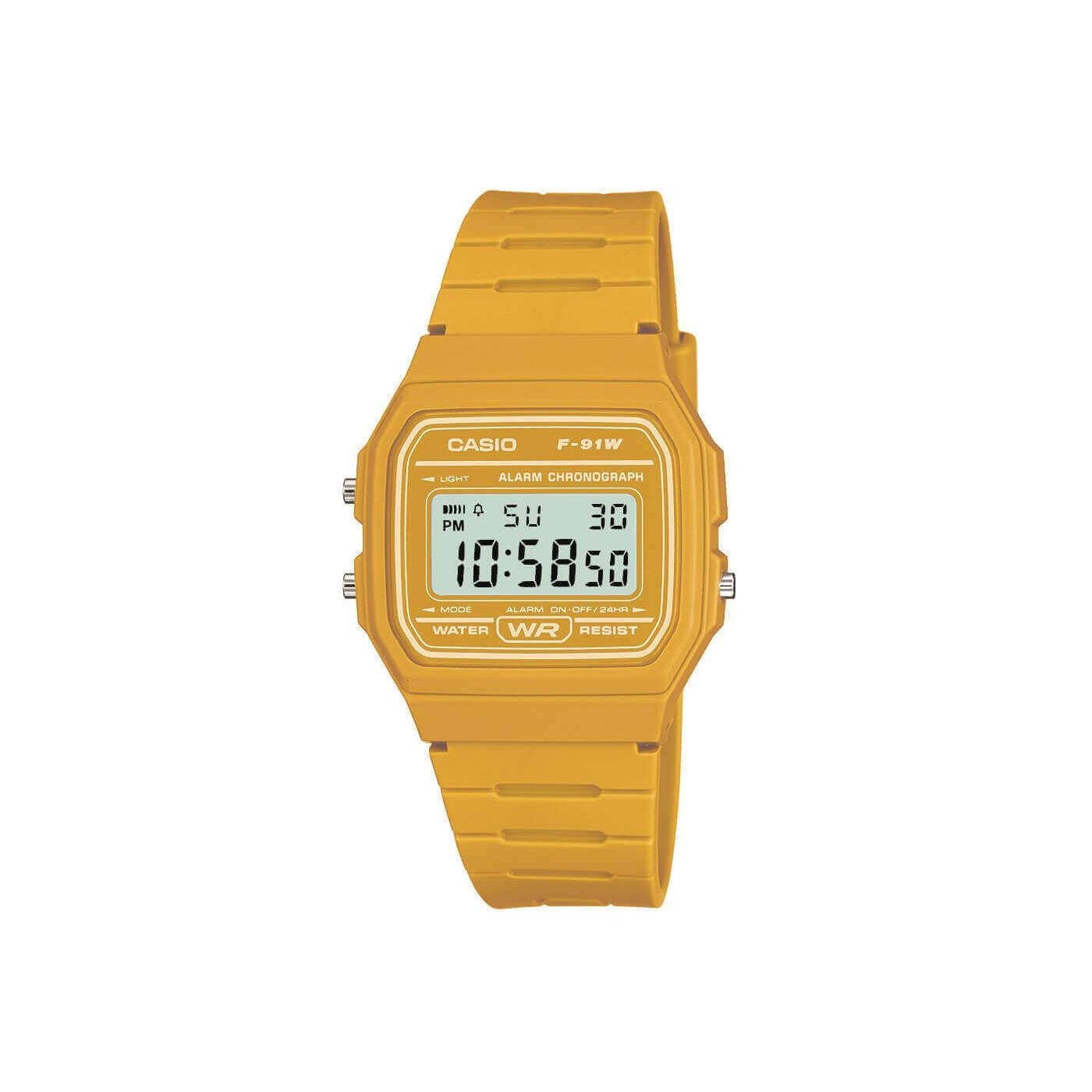 Casio Iconic Vintage Yellow Digital Watch Model F-91WC-9AEF