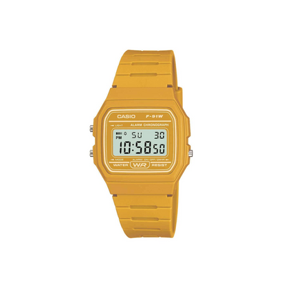 Casio Iconic Vintage Yellow Digital Watch Model F-91WC-9AEF