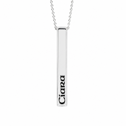 Sterling Silver Personalised Bar Name Necklace