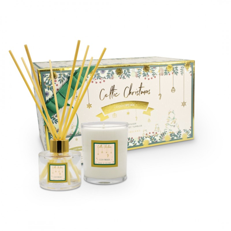 Celtic Candles Cosy Fireside Gift Set Tumbler & Reed Diffuser