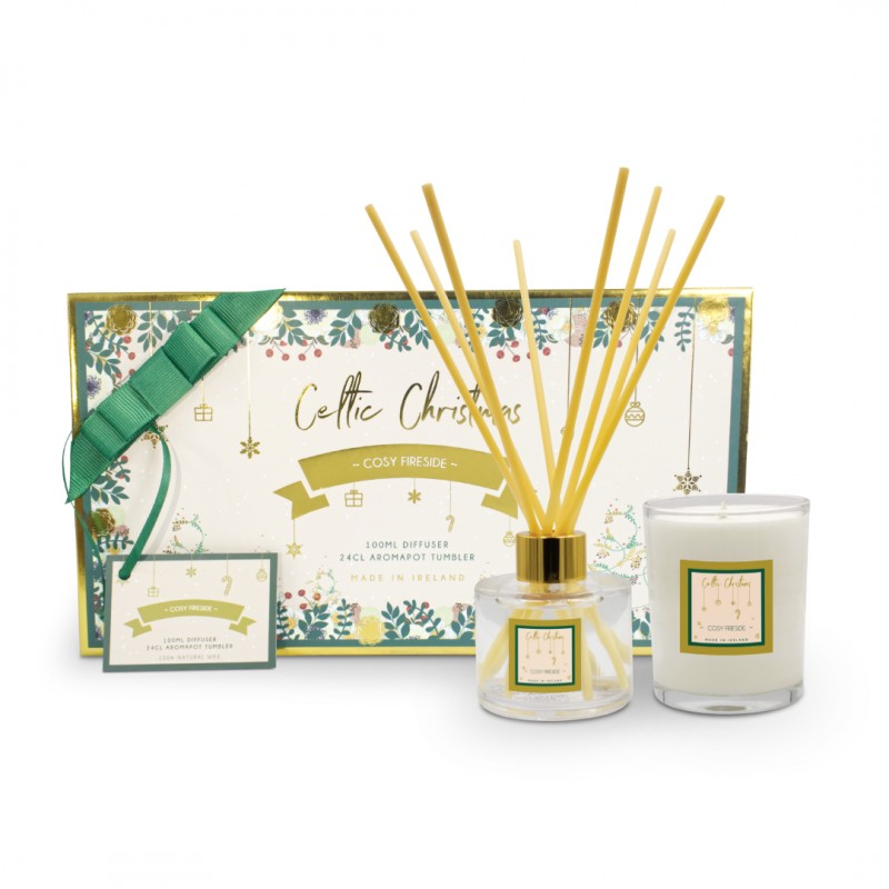 Celtic Candles Cosy Fireside Gift Set Tumbler & Reed Diffuser