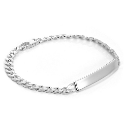 Sterling Silver 5 mm Cuban Curb Chain ID Bracelet