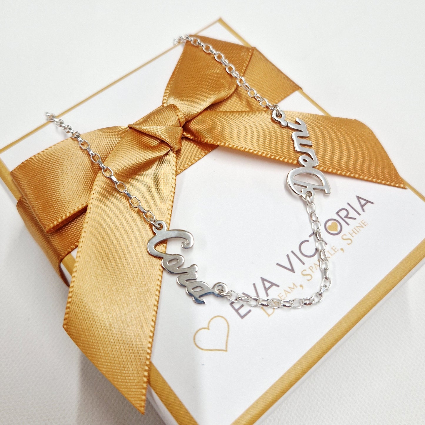 personalised name necklace in silver eva victoria ireland