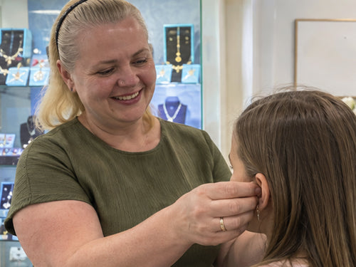 Ear piercing at Eva Victoria in Killybegs