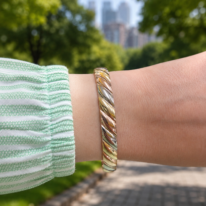 Slánú Neart Three Tone Copper Magnetic Bangle for Women
