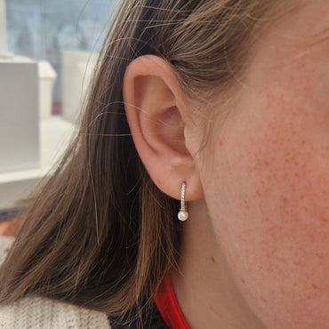 Pearl Collection Small Sterling Silver Huggie Hoops 15mm