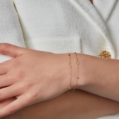 9ct Yellow Gold Small Circle & Ball Bracelet