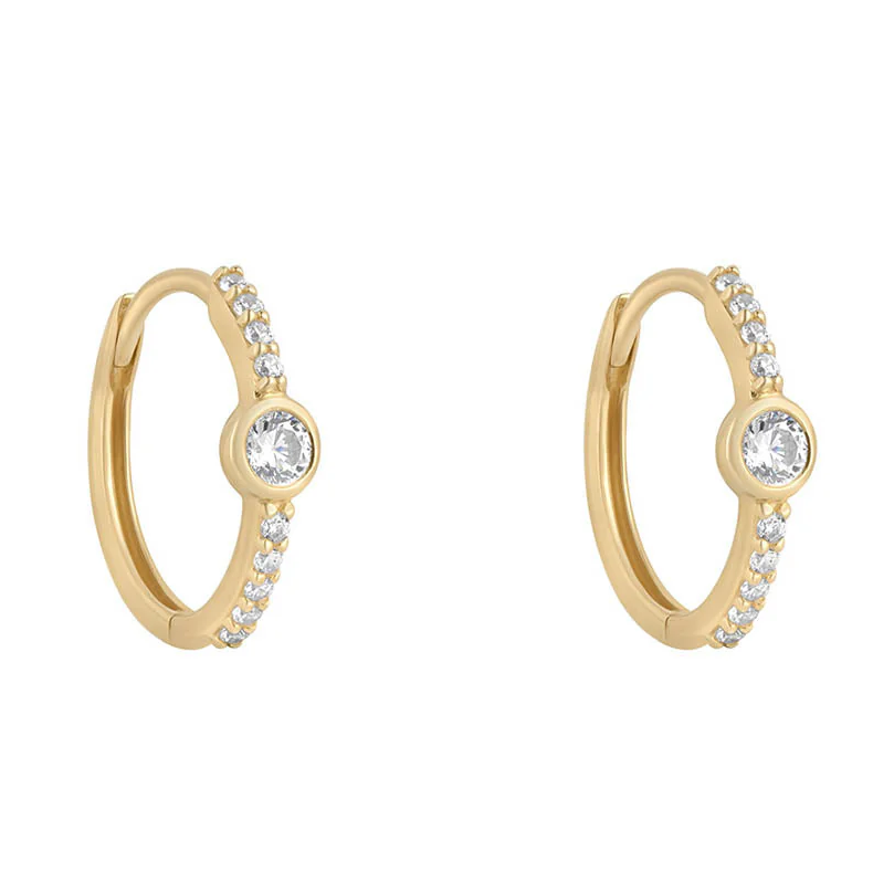 9ct Yellow Gold Rubover Hoop Earrings 12mm