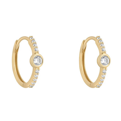 9ct Yellow Gold Rubover Hoop Earrings 12mm