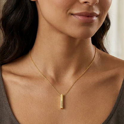 Sterling Silver Gold Plated Personalised 3D Bar Name Necklace