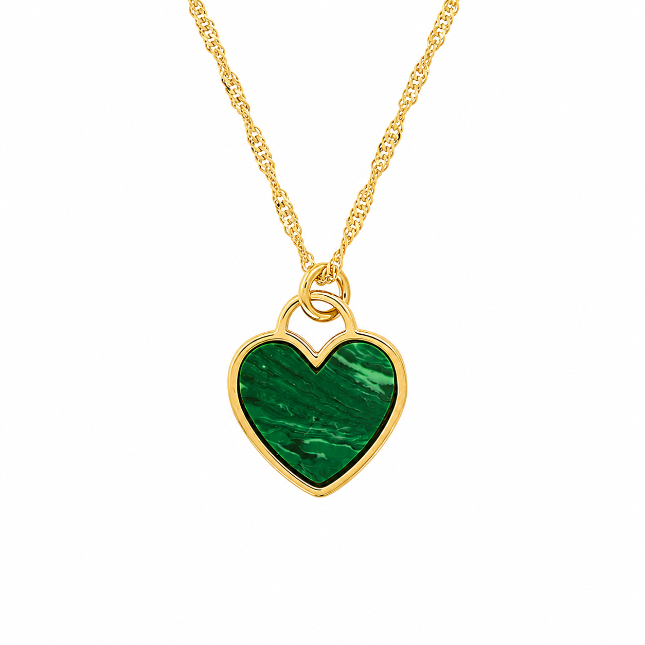 Sterling Silver Green Enamel Heart Necklace