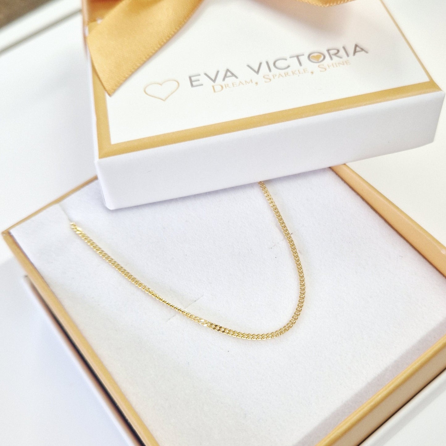 Sterling Silver Gold Plated Flat Curb Chain 1mm