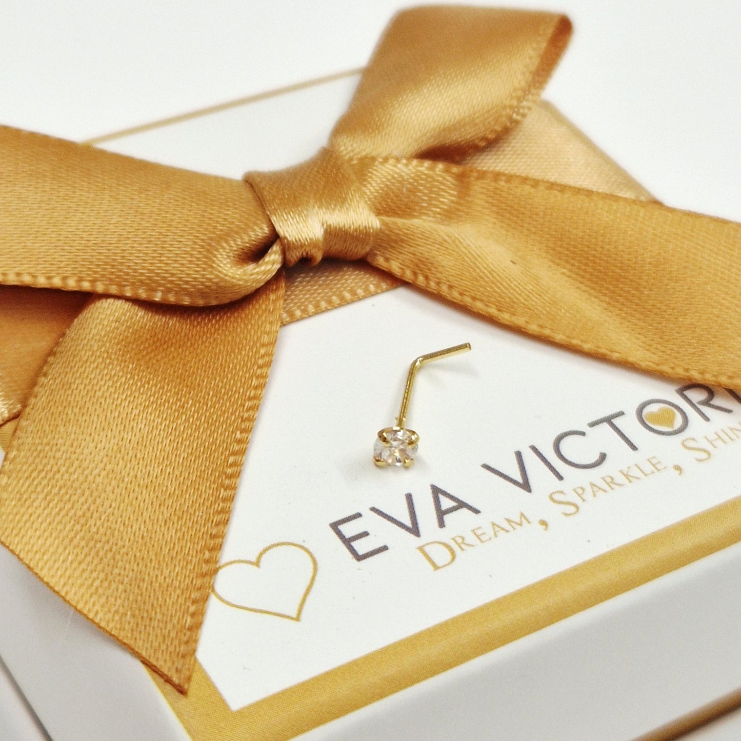 3mm CZ Gold Plated L-Shape Nose Stud