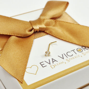 3mm CZ Gold Plated L-Shape Nose Stud