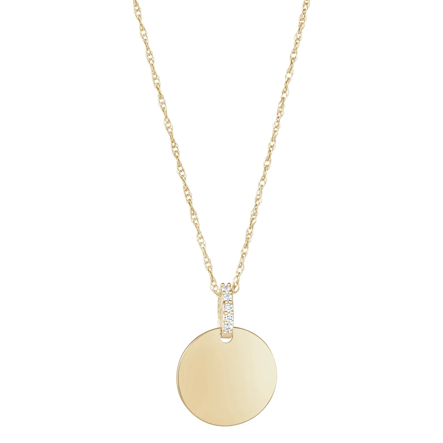 Engravable gold 2025 disc pendant