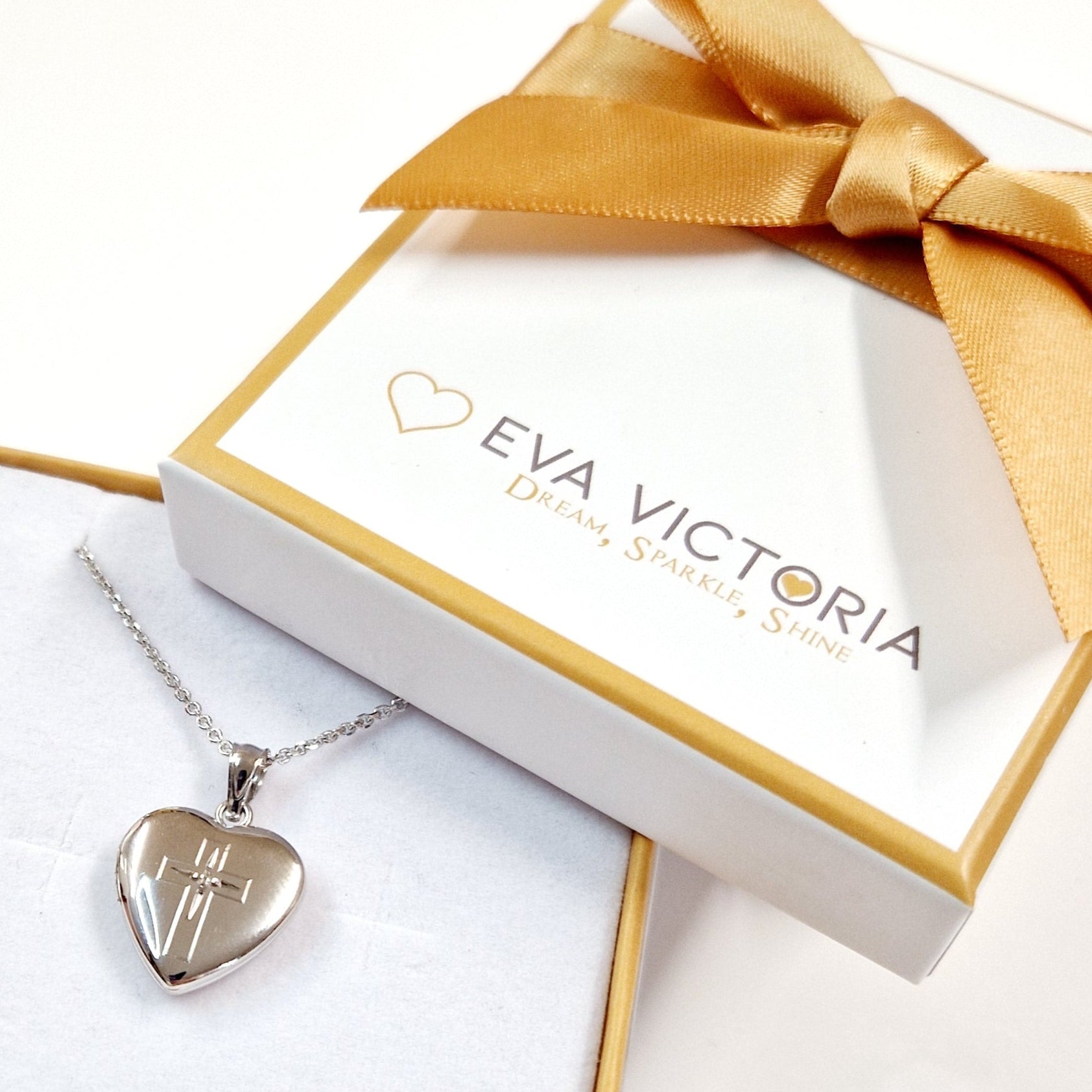 Sterling Silver Communion Heart Cross Photo Locket Jewellery