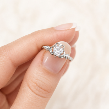 Sterling Silver Cubic Zirconia Claddagh Ring