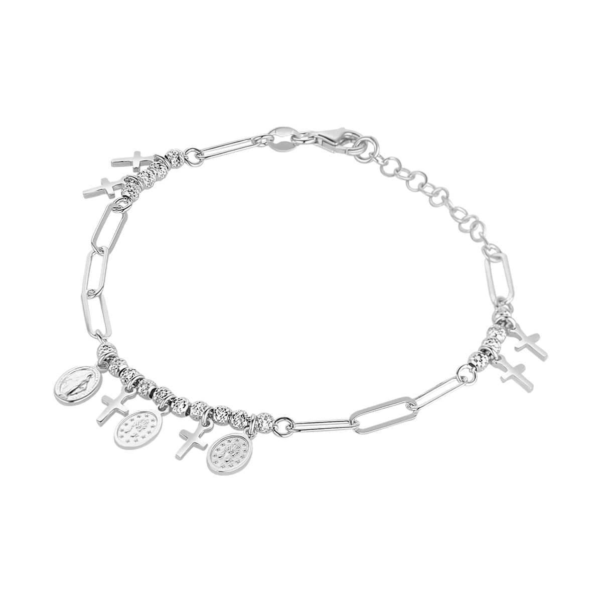 Miraculous Medal and Cross sterling silver bracelet Eva Victoria Ireland