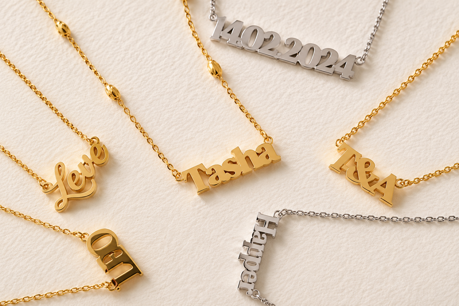 Personalised name necklaces made using the lost-wax casting process at Eva Victoria