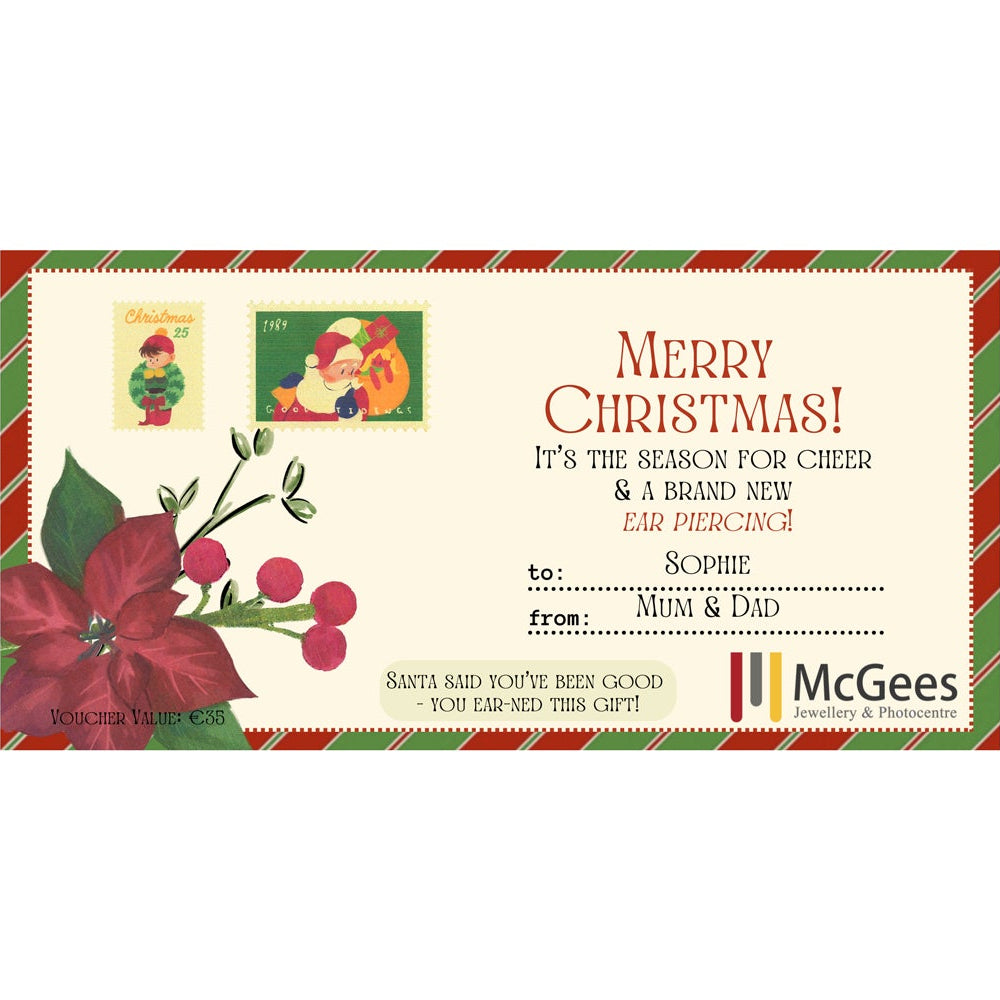 personalised ear piercing gift voucher in ireland