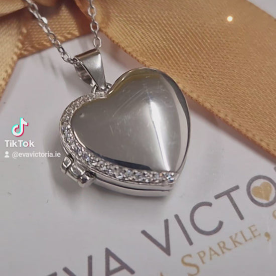 sterling silver heart photo locket with engraving - Eva Victoria Ireland