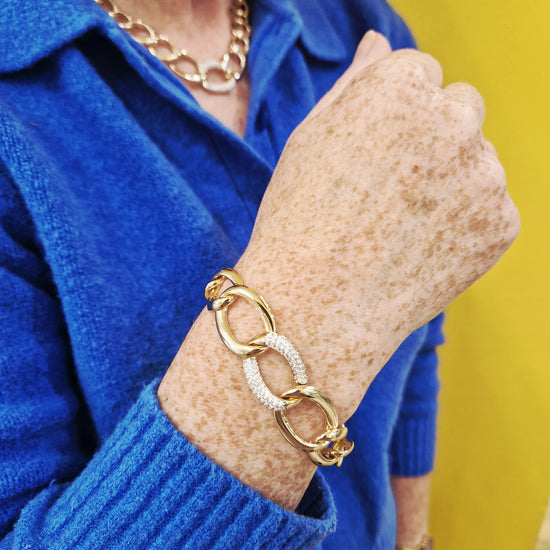 Absolute Jewellery Yellow Gold Chunky Statement Necklace & Bracelet Ireland