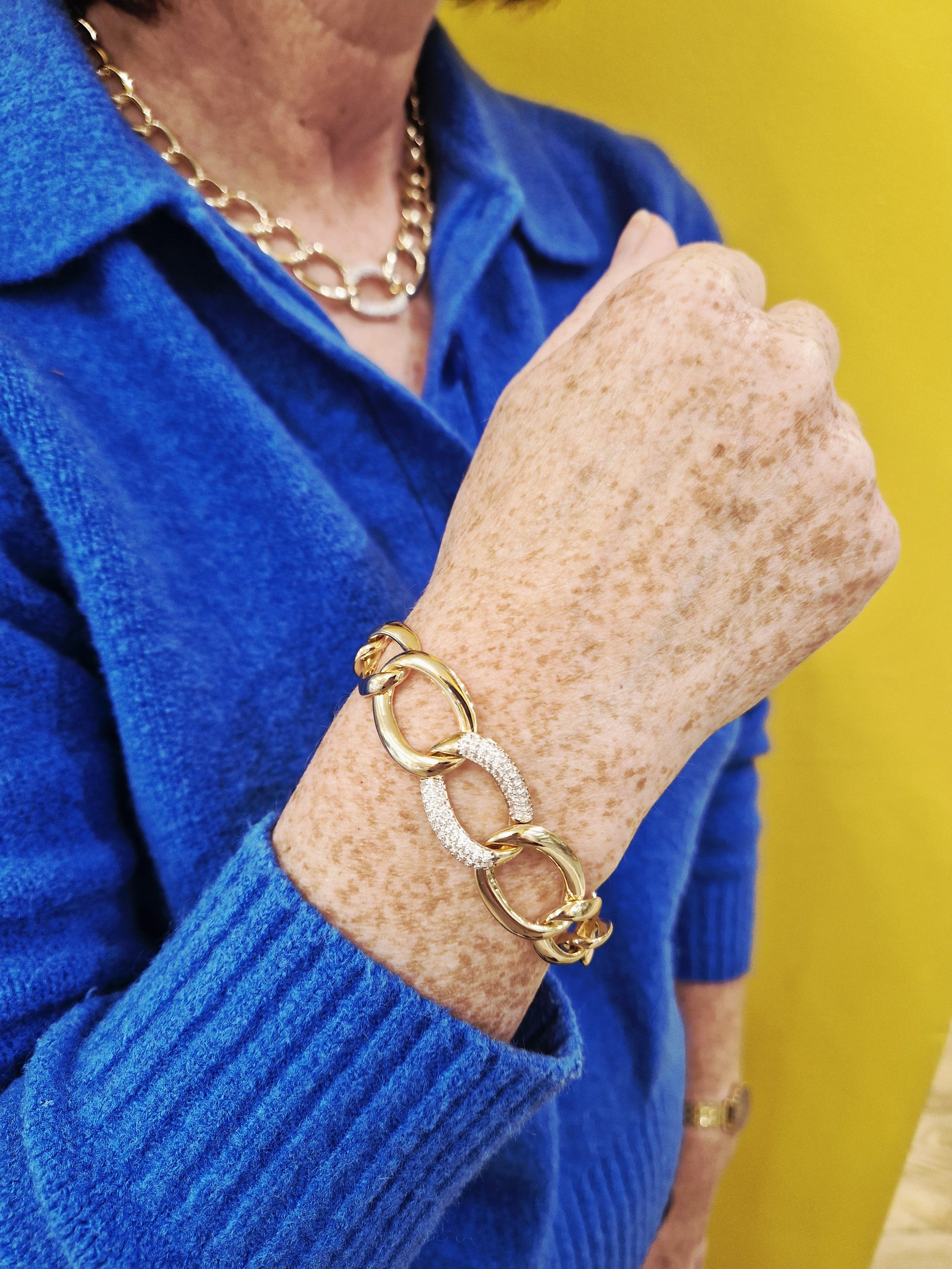 Absolute Jewellery Yellow Gold Chunky Statement Necklace & Bracelet Ireland