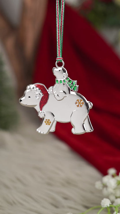 Engravable Polar Bear with Cub Christmas Tree Decoration by Newbridge