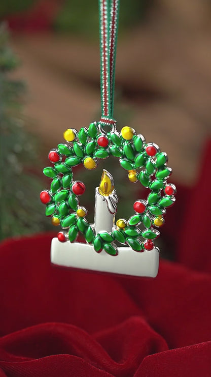 Engravable Wreath with Candle Christmas Tree Decoration by Newbridge