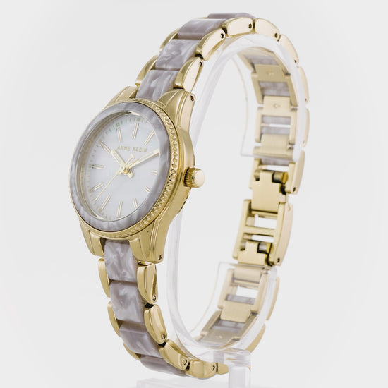 Anne Klein Gold Pearlescent Acetate Link Bracelet Watch