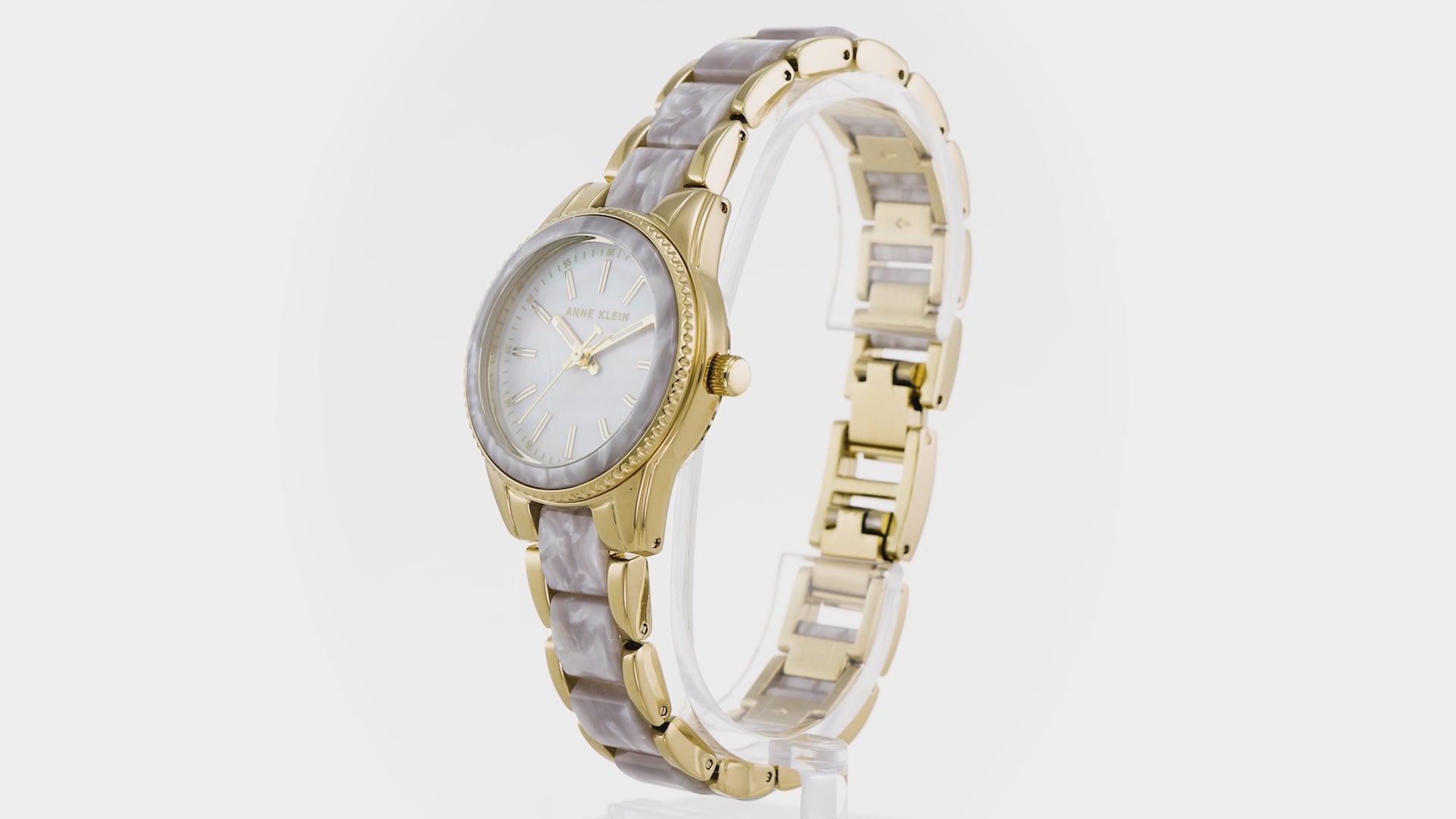 Anne Klein Gold Pearlescent Acetate Link Bracelet Watch
