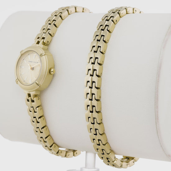 Anne Klein Modern Easy To Read Dial Gold Bracelet & Watch Gift Set