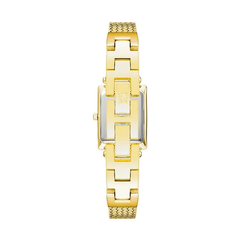 Anne Klein Rectangular Case Mesh Gold Bracelet Watch