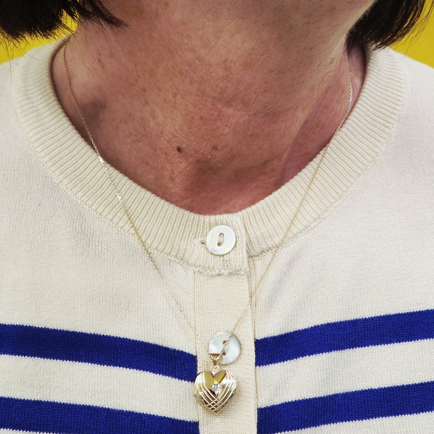 9ct Yellow Gold Heart Photo Locket with Cubic Zirconia