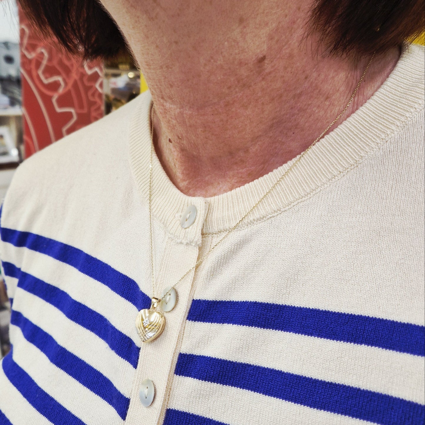 9ct Yellow Gold Heart Photo Locket with Cubic Zirconia