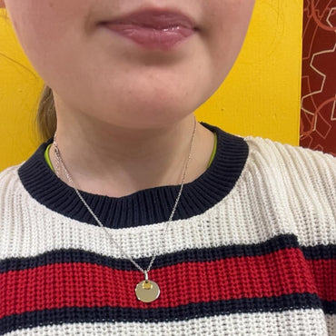 Eva Victoria Engravable Disc Pendant with Gold Heart Charm