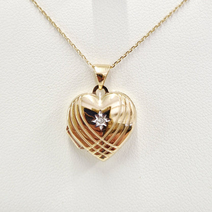 9ct Yellow Gold Heart Photo Locket with Cubic Zirconia