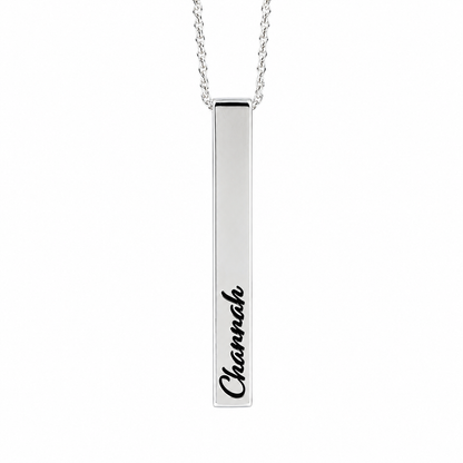 Sterling Silver Personalised Bar Name Necklace